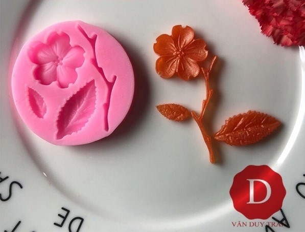 Khuôn Silicon - Hoa Mai Đào 4c - Kèm Cành Lá