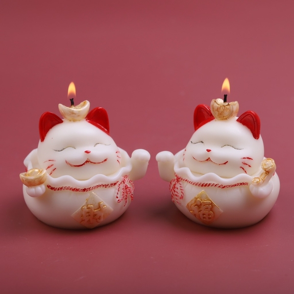 Khuôn Silicon - Động Vật - Mèo Thần Tài - Thỏi Vàng SL100