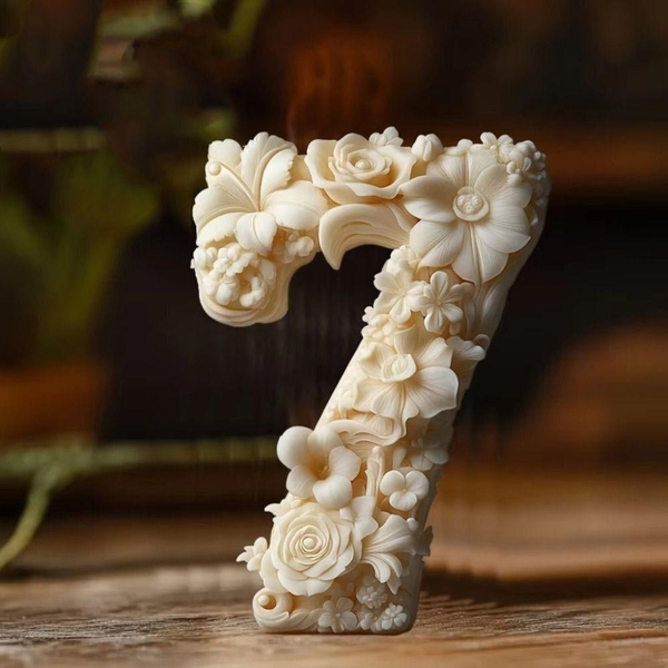 Khuôn Silicon - Số 0-9 - Số 7 Hoa Hồng