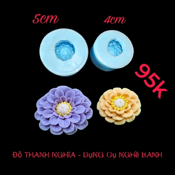 Khuôn Silicon - Hoa Thược Dược Set 2 Hoa 5cm 4cm Sl95