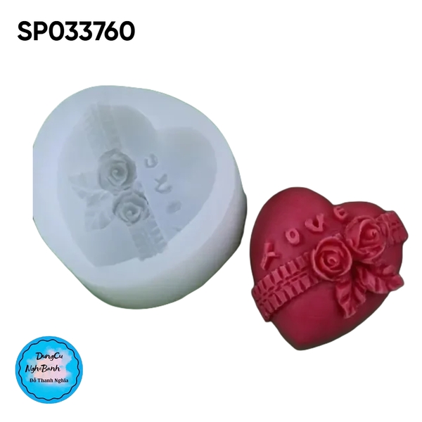 Khuôn Silicon - Trái Tim Hoa - Love Hoa Hồng Viền