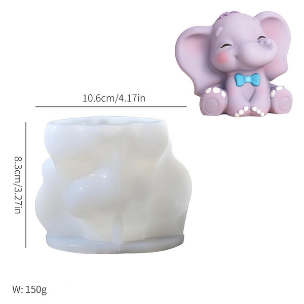 Khuôn Silicon - Động Vật - Con Voi Nơ Cổ 10cm