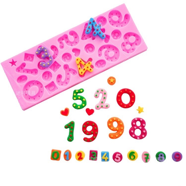 Khuôn Silicon - Số 0-9 - Số Chấm Tim Sao