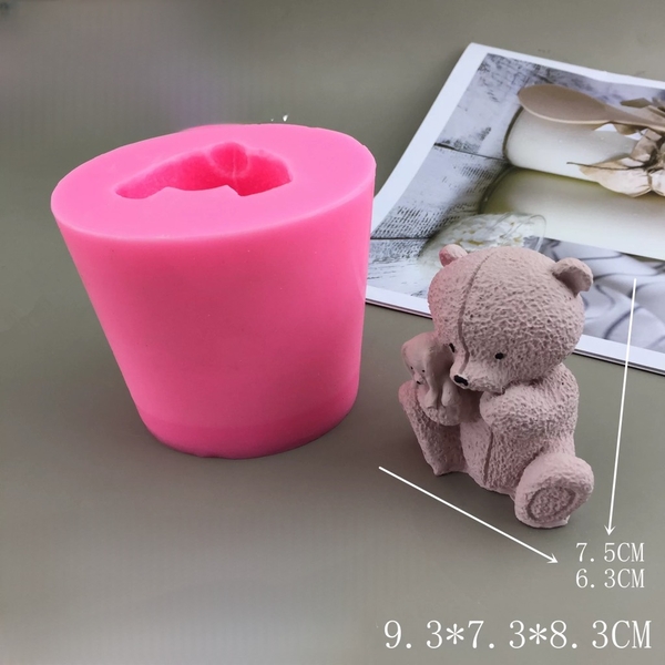 Khuôn Silicon - Động Vật - Gấu Ngồi Ôm Thỏ 7.5cm