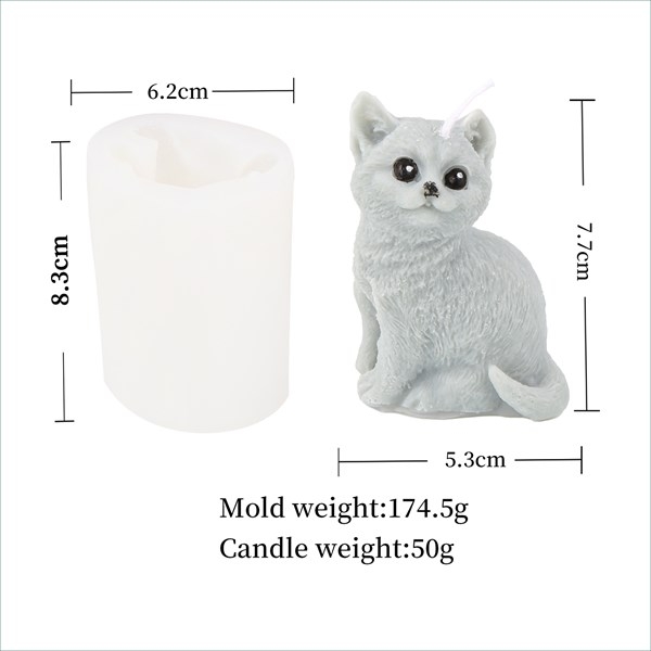 Khuôn Silicon - Động Vật - Mèo Ngồi Đứng