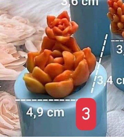 Khuôn Silicon - Sen Đá ĐỨNG  - Set - #3 - 4.9x3.4cm - Chùm Hoa