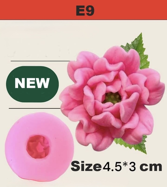 Khuôn Silicon - Hoa Mẫu Đơn - Cánh Xoè 4Cm SMD E9