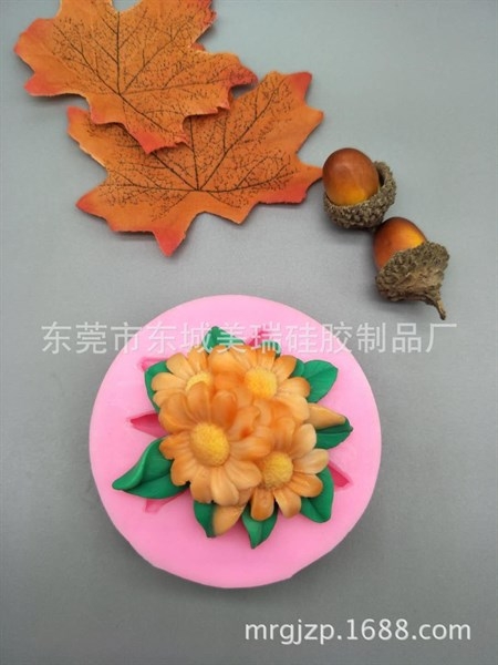 Khuôn Silicon - Chùm Hoa Cúc - Kèm Lá 5cm