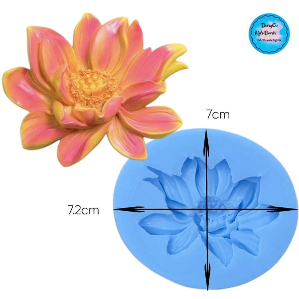 Khuôn Silicon - Mặt Ép Hoa Sen - 7cm Sen Cánh Rũ