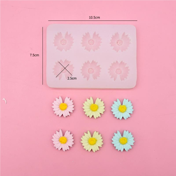 Khuôn Silicon - Hoa Cúc Dẹp Cắt 6c - 2.9cm