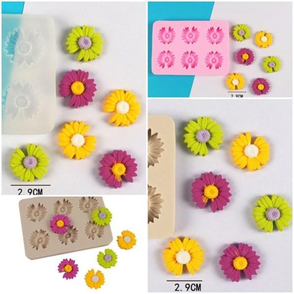 Khuôn Silicon - Hoa Cúc Dẹp Cắt 6c - 2.9cm
