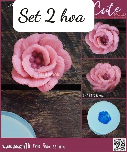 Khuôn Silicon - Hoa Cẩm Chướng Set 2 D12 D13 - 3.8cm > 4.8cm SL80K