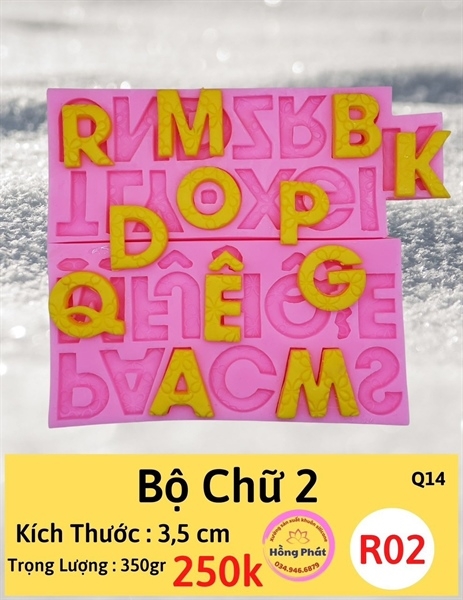 Khuôn Silicon - Chữ Cái IN - Bộ Chữ 2 R02 3.5cm