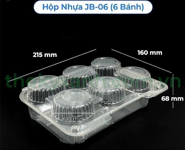Hộp Nhựa - Chữ Nhật Nắp Gập JB06 - 6 Ngăn 6x6cm
