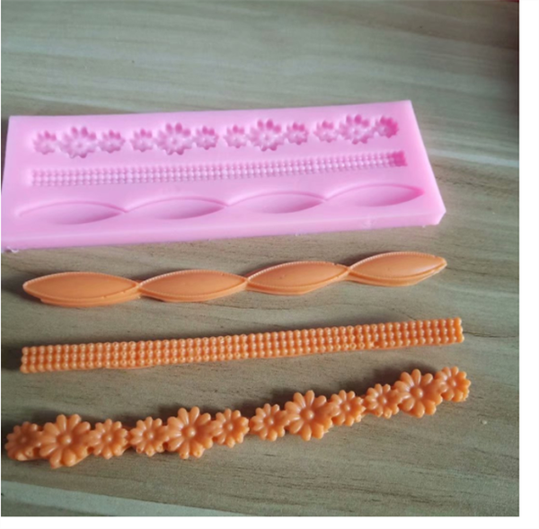 Khuôn Silicon - Viền Chuỗi Dây - Hoa Cong 3c - 15.5cm