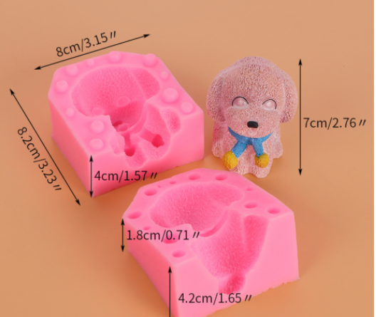 Khuôn Silicon - Động Vật - Chó Ngồi Khăn 2 Mảnh