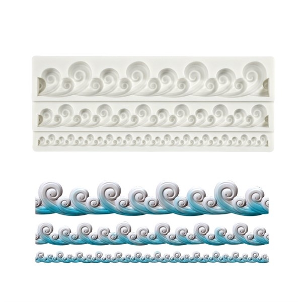 Khuôn Silicon - Viền Chuỗi Dây - Sóng Biển 3c - 19.5cm