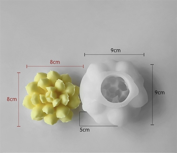 Khuôn Silicon - Sen Đá Nở - 8cm Nở Gai Khuôn Trắng