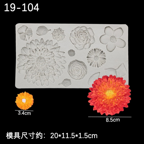 Khuôn Silicon - Hoa Hướng Dương - Mặt Vĩ Kèm Cúc 12c