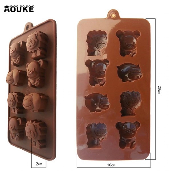 Khuôn Silicon - Động Vật - Vĩ Gấu Hà Mã Sư Tử 8c