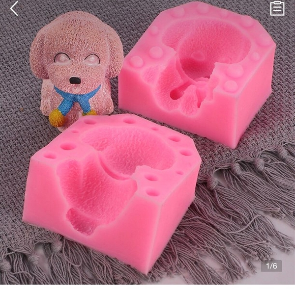 Khuôn Silicon - Động Vật - Chó Ngồi Khăn 2 Mảnh