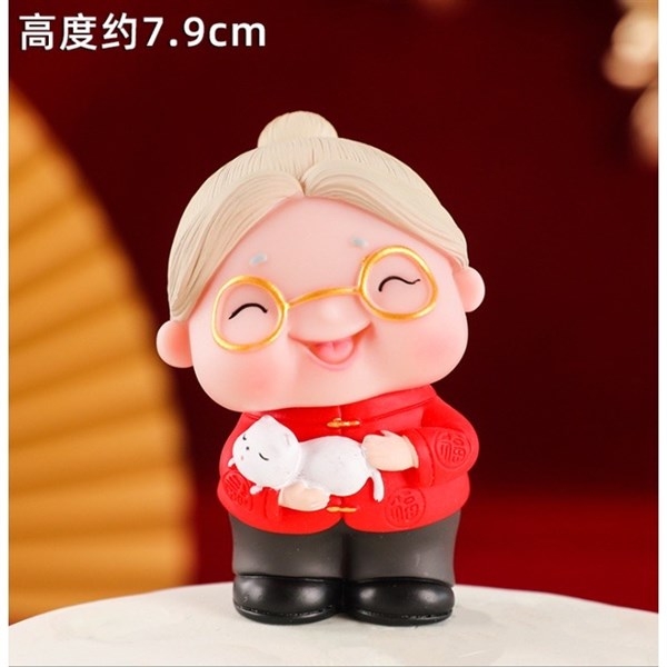 Tượng Ông Bà - PKD - Bà Ôm Mèo- BÀ ÁO ĐỎ