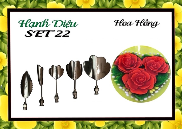 Kim 3D Inox - Bộ 5 - Mẫu 22 Hoa Hồng