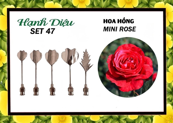 Kim 3D Inox - Bộ 5 - Mẫu 47 Hoa Hồng