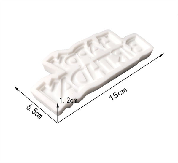 Khuôn Silicon - Chữ Happy - Hoa Đứng 15x6.5cm