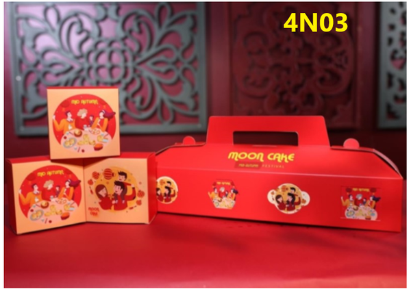Hộp Giấy - Bánh Trung Thu Quai Xách - 4 Bánh - 4N03
