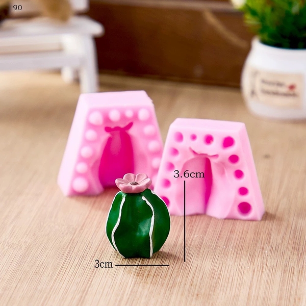 Khuôn Silicon - Sen Đá 2 Mảnh Khía Quanh Có Hoa 3.6cm