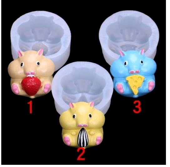Khuôn Silicon - Động Vật - Chuột Hamster Ăn Dâu Tây