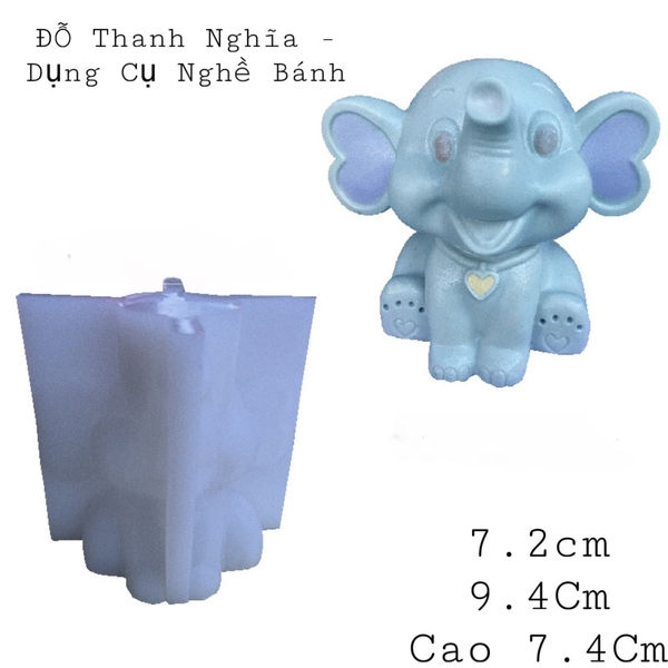 Khuôn Silicon - Động Vật - Con Voi 7.2cm Tim