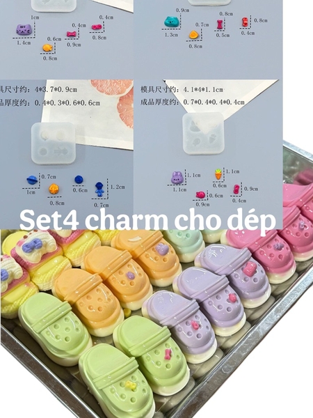 Khuôn Silicon - Em Bé Giày Dép Set  Charm Khúc Bạch