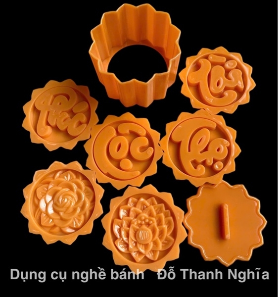 Khuôn Ấn Xôi Cánh Sen VT08 - Set 6 Phúc Lộc Thọ Tài Sen Hồng 10cm