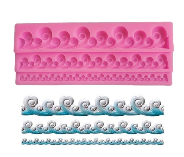 Khuôn Silicon - Viền Chuỗi Dây - Sóng Biển 3c - 19.5cm