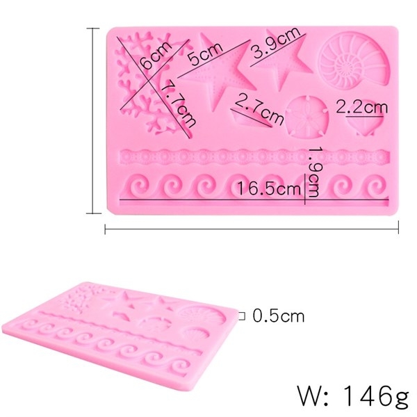 Khuôn Silicon - Sinh Vật Biển TH - Viền Xoắn Sao Ốc Sò - 9c