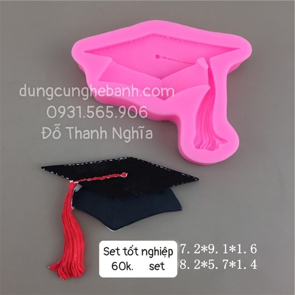 Khuôn Silicon - Nón Tốt Nghiệp Set 2