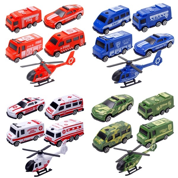 Set Xe Cộ Nhựa - PKD - Set 5 - Trực Thăng Xe An Ninh