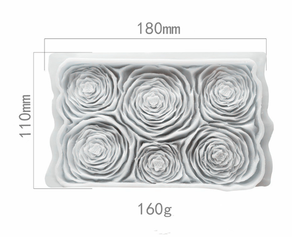 Khuôn Silicon - Viền Mảng Họa Tiết - Hoa Hồng 6c - 17x10cm