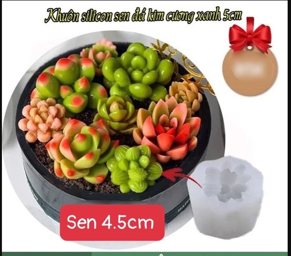 Khuôn Silicon - Sen Đá Tia Kim Cương 4.3cm