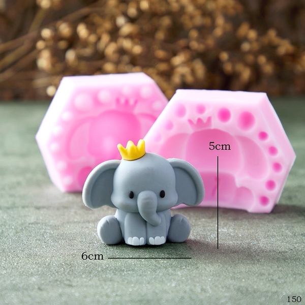 Khuôn Silicon Động Vật Con Voi 2 Mảnh Vương Miệng 5m