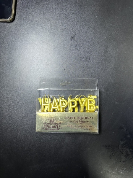 Nến Nhũ Happy Birthday - VÀNG BẠC
