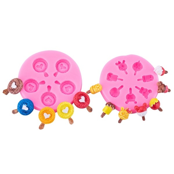 Khuôn Silicon - Cây Kem #2 Tim Tròn 4c