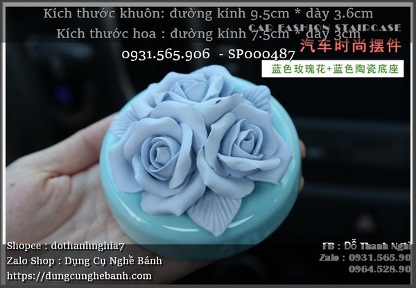 Khuôn Silicon - Hoa Hồng Nở - 7.5cm - Chùm 3 Kèm Lá