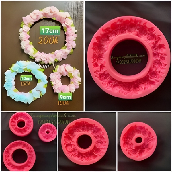 Khuôn Silicon - Vòng Tròn Hoa Hồng - Combo 3 Size