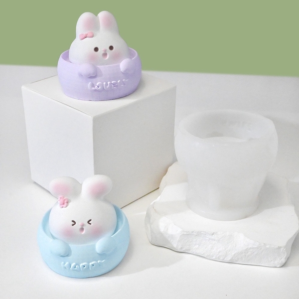 Khuôn Silicon - Động Vật - Con Thỏ Happy 6.3cm