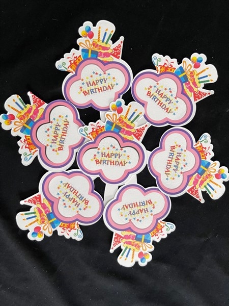 Set Cắm Giấy Hoạt Hình Phụ Kiện Trang Trí Bánh - HAPPY BIRTHDAY MÂY HỒNG 50 THẺ
