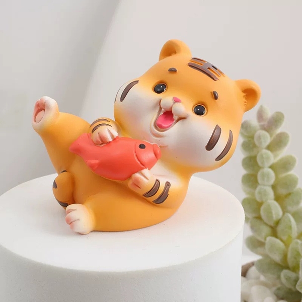 Khuôn Silicon - Động Vật - Con Cọp Con Hổ Cá Chép 2 Mảnh 7cm
