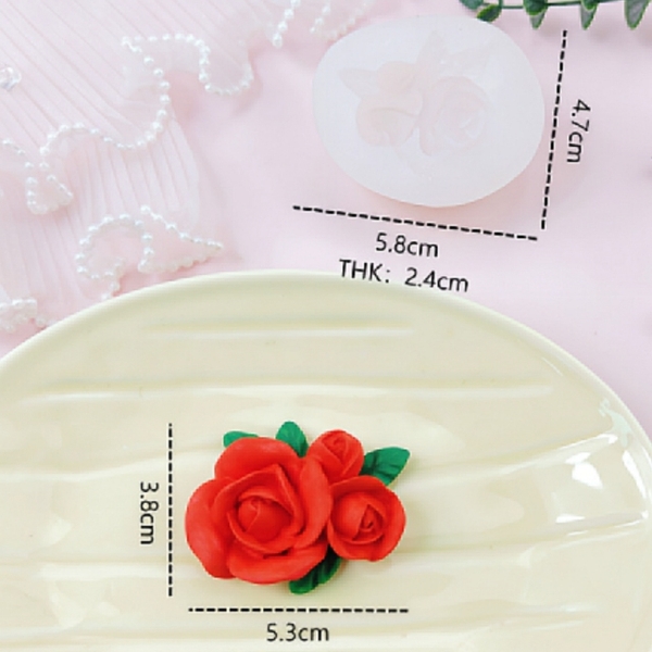 Khuôn Silicon - Hồng Nở Búp Kèm Lá A1-1446